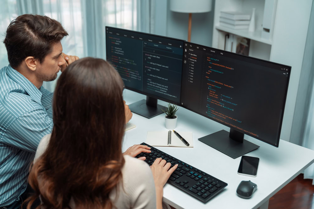 Full-stack development team working on a project